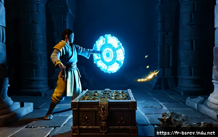 블레이드소울 레볼루션 무공비급 드랍 장소 - Cinematic realistic fantasy action RPG dungeon, a lone armored martial artist opening an ancient sto...